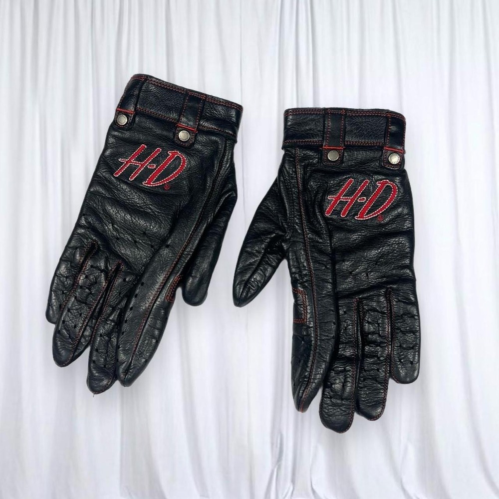 Harley Davidson Genuine Leather Women's Motorcycle Riding Gloves Logo Biker